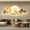 Pintura Decorativa Moderna de Lujo Ligero para Sala de Estar con Montañas al Fondo Lámpara de Pared con Pintura de Paisaje Atmosférico de Gama Alta Pintura Colgante de Pared para Fondo de Sofá