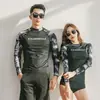 Traje de Buceo para Pareja Traje de Baño de Manga Larga Dividido para Mujer Traje de Playa
