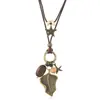 Nuevo Collar Largo de Suéter Inspirado en el Zen de Estilo Chino, Collar Étnico Vintage con Cuentas, Gargantilla con Colgante de Hoja de Nicho