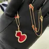 Collar Grande de Calabaza de Plata de Ley 925 para Mujer, Oro Rosa de 18 Quilates, Colgante de Ágata Roja Natural Estilo Chino, Cadena Corta para Suéter