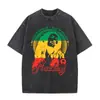 Camiseta con Estampado Gráfico Retro Lavada de Bob Marley One Love Reggae, Hombres, Mujeres Camiseta de Algodón Casual Retro, Hombres