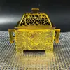 Colección de Cobre Antiguo Patrón de Dragón Antiguo Cuadrado Estufa Cuadrada Recorte Cuadrado Xuande Hogar Interior Quemador de Incienso Adornos Artesanías