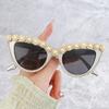 Gafas de sol de ojo de gato de moda con pedrería, cadena personalizada hecha a mano transfronteriza, decoración de flor de cadena, gafas de sol para fiesta