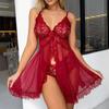 Cross-border duas peças rendas pijamas sexy europeu e americano lingerie transparente exterior das mulheres malha vestido de noite mulheres