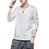 Camiseta falsa de dos piezas para hombre, otoño, holgada, de manga larga, 2021, marca de moda de otoño, camiseta interior, prendas superiores