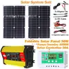 Painel solar 50W portátil armazenamento de energia ao ar livre sistema solar conjunto inversor 4000W controlador