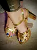 Sandálias de Salto Grosso Estilo Metal Dourado 2026 Moda Feminina Estilo Romano Tiras Cruzadas Salto Alto Tamanho Grande 40-43