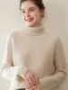Outono e Inverno Novo Gola Alta Cor Pura Malha de Caxemira Camisa Básica Manga Longa Feminina Jacquard Diamante Suéter Grosso