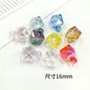 Cubo de agua con agujero colgante, cuentas de diamante facetadas de 16 mm, transparentes, galvanizadas UV, cuentas cuadradas, para bricolaje, para colgar en el coche, caja ciega, llavero