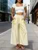 Ropa de Mujer de Comercio Exterior Transfronteriza Europea y Americana Amazon TEMU Wish Shein Pantalones de Pierna Ancha Elásticos con Bolsillo de Cordón Pantalones Cortos
