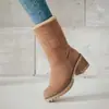 Amazon Style 2026 Otoño/Invierno Botas de Nieve Gruesas de Tacón de Gamuza Estilo Europeo y Americano para Mujer, Talla Grande, Botas para Mujer de Comercio Exterior, Wish