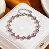 Pulsera transfronteriza de diamantes de imitación blancos con diamantes de colores, sensación de lujo ligero y alta gama, estilo de moda europeo y americano, pulsera para mujer de alta gama al por mayor