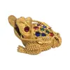 En stock, envío rápido, sapo dorado de tres patas de arena dorada creativa, hueco, diamantes de colores, mascota de té, regalo de apertura, adorno para atraer riqueza en la sala de estar del hogar