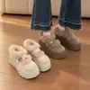 Sapatos de Algodão Quentes com Pelo de Coelho 2026 Inverno Novo Aumentar Altura Sapatos Peludos Sapatos de Algodão Pessoas Baixas Sola Grossa Com Veludo Adicional Sapatos Casuais Femininos