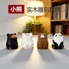 Oso Pequeño Tallado Puro Hecho a Mano en Madera Maciza Artesanía de Madera, Decoraciones de Escritorio para Sala de Estar y Oficina, Lindos Accesorios para el Hogar