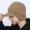 Chapéu de Proteção Auricular Estilo Novo 2026, Chapéu de Tricô, Chapéu de Lã para Ciclismo ao Ar Livre, Boné com Aba e Forro de Fleece, Gorro de Esqui, Chapéu sem Aba, Chapéu Masculino