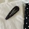Pinza para el pelo de BB de satén con lunares estilo retro francés, pinza versátil coreana para flequillo, pinza lateral de alto nivel con temperamento de nicho