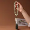 Duobao molienda seca material antiguo meteorización pulsera raíz de Bodhi jade blanco estilo Xingshi enrollado suave hombres y mujeres pulsera de cuentas de Buda sosteniendo