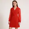 Estilo de Moda Nuevo de Primavera para Adolescentes, Traje Elegante con Solapa, Vestido Elegante de Malla con Mariposas y Mangas Largas, Mono al por Mayor