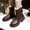 Botas Martin de tacón grueso para mujer, nueva colección otoño/invierno 2026, Botines Chelsea estilo británico con forro de felpa, Botines ajustados, Botas de algodón