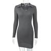 Europeu e Americano Ins Sexy Saia De Quadril Apertado Outono E Inverno Cross-border Nova Lapela Threaded Malha Inner Base vestido