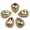 Venta Directa de Fábrica Broches Soldados de Cristal Rhinestone con Forma de Lágrima para Ropa, Bolsos y Accesorios de Pañuelos para la Cabeza DIY
