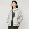 Jaqueta Casual de Algodão com Bloco de Cores Frio de Inverno 2026, à Prova de Frio para Uso Externo, Unissex, Curta, com Capuz, Leve, Quente, Roupa de Exterior