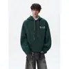 Sudadera con capucha bordada estilo americano, peso pesado, floral, lavada a la arena, para hombre, otoño, retro, corte holgado, casual, prenda exterior estilo pareja