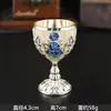 Copas pequeñas de tallo con diseño de rosas, copas de vino pequeñas, vasos individuales, copas de licor de alta gama estilo europeo, copas de vino pequeñas de metal creativas y retro para uso doméstico