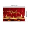 Bestseller transfronterizo de Amazon: Tela de fondo temática de Diwali con estampados de pavo real y lámpara de aceite de alta definición, perfecta para fiestas y decoraciones festivas