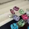 Diamantes rectangulares octogonales de corte zircón para decoración de uñas, brillantes y coloridos de corte flor de hielo, caramelos de hielo mahjong, decoraciones de uñas portátiles
