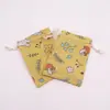 Bolsas de Algodão Estampadas no Atacado, Bolsas Portáteis de Armazenamento com Cordão, Bolsinhas Fofas de Algodão e Linho, Bolsas para Embalagem de Doces e Presentes com Cordão