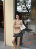 Suéter Básico Macio com Gola Redonda Zhengqi para Mulheres, Tricô de Lã Novo Outono/Inverno, Caimento Solto, Versátil, Manga Longa