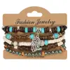 Pulsera de Cowboy del Oeste Nuevo Transfronteriza Personalizada en Forma de U Cactus Sombrero de Vaquero Pulsera Elástica con Perlas Turquesas
