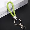 Chaveiro artesanal de corda trançada, pingente anti-perda para carro, acessório para chaveiro em corda de couro PU, decoração criativa para pendurar na bolsa.