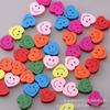 Cuentas de madera con forma de corazón y estampado de dibujos animados de amor, con cara sonriente, accesorios de joyería para niños, de moda coreana
