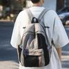 Mochila de Lona Retrô Masculina Estudante de Ensino Médio Japonês Casual Mochila com Combinação de Cores Cor Contrastante Nicho Bolsa para Estudante Universitário