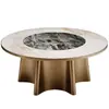 Mesa de Jantar Elétrica de Hotel, Mesa Redonda Grande, Mesa Giratória de Ardósia de Luxo Leve, Sala Privada, Clube, Fogão de Indução Comercial, Sofá, Panela Quente