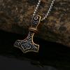 Colgante de acero de titanio con runa triangular y martillo de Thor vikingo, estilo retro europeo y americano, sencillo, de acero inoxidable para hombre. ¡Oferta!