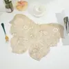 Tapete de PVC Dourado Vazado Multilado de Formato Especial para Comida Ocidental Isolante Antiderrapante Tapete de Mesa de Jantar Jogo Americano Tapete Decorativo de Mesa para Restaurante
