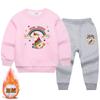 Conjunto de suéter polar para niños con diseño de unicornio, ropa para niñas, otoño e invierno, estilo occidental, top y pantalones, conjunto de dos piezas