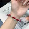 Pulsera de cuerda roja de plata esterlina S925 para mujer, pulsera de bobina Ping An Joy, pulsera de moda que combina con todo, regalo de novia para las fiestas.