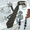 Corbata de corona a rayas jk para mujer, estilo universitario, corta, color negro, sin polvo, japonesa, color café vino tinto, para la escuela dk