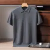 Nuevo modelo de otoño 100% cachemir puro para hombre, polo de manga corta con cuello, tejido suave, top casual de negocios ligero