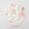 Conjunto de Roupas Quentes para Bebê Cachorrinho Caqui Cintura Alta Proteção da Barriga Algodão Puro Bebê Acolchoado Quente Top Separado de Outono Calças de Outono
