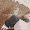 Zapatos Pequeños Dorados de Piel de Oveja Estilo Coreano Punta Puntiaguda Caña Baja Zapatos de Una Sola Capa Nueva Llegada de Principios de Primavera Todo Cuero Arrugado Tacón Bajo plateado Zapatos de Una Sola Capa para Mujer