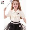 Traje de falda de verano estilo Chanel para niñas 2025 Camiseta tipo polo con lazo Traje grande para niños