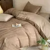 Juego de 4 piezas jacquard de algodón 100% tejido grueso de los años 60, funda de edredón de algodón puro, sábana plana, sábana ajustable, ropa de cama de alta gama para dormitorio principal
