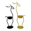 Hogar Ciervo Elegante Portavelas de Hierro Atmósfera Navideña Nórdica Decoración Comedor Sala de Estar Artesanía Metálica Adornos