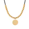 Acero de titanio diseño de alta gama cuerda negra tejida colgante Fuxi de acero de titanio collar de cuentas rodantes de acero de titanio joyería que no se decolora al por mayor